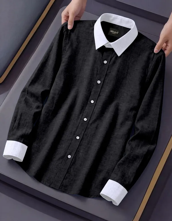 Beige_And_Black_Cotton_Blend_Full_Sleeve_Shirt_For_Men_(Pack_Of_2)