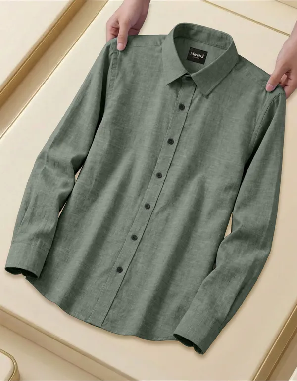 Green_Cotton_Blend_Full_Sleeve_Shirt_For_Men