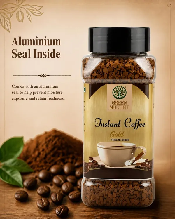 GREENMULTIFIT_Pack_of_2_Instant_Coffee_Gold_Freeze_Dried_Coffee_60g_Pet_Jar_X_2_|_Rich_Aroma_Premium_|_Freeze-dried_for_rich_aroma_|_Blend_of_Arabica_+_Robusta_|_Southern_Indian_beans
