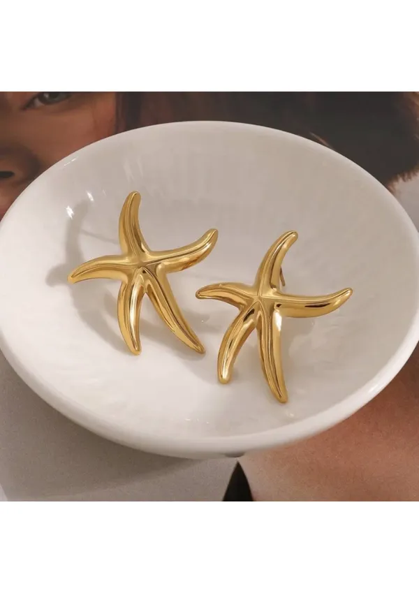 Gold-Toned_Starfish_Statement_Stud_Earrings_β_1_Pair