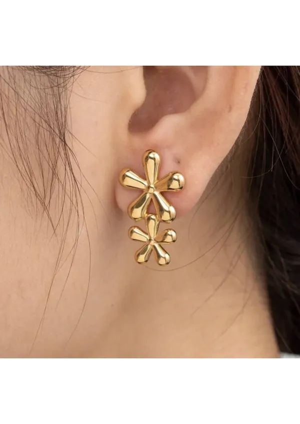 Gold-Toned_Double_Flower_Drop_Earrings_–_1_Pair