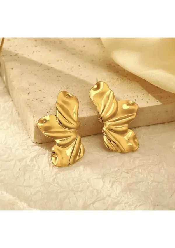 Gold-Toned_Textured_Butterfly_Statement_Earrings_–_1_Pair