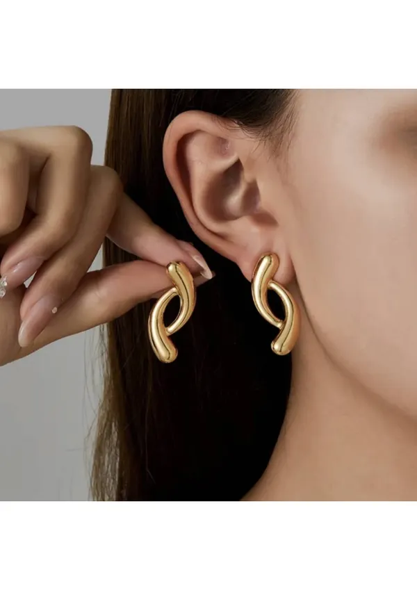 Gold-Toned_Twisted_Wave_Stud_Earrings_β_1_Pair