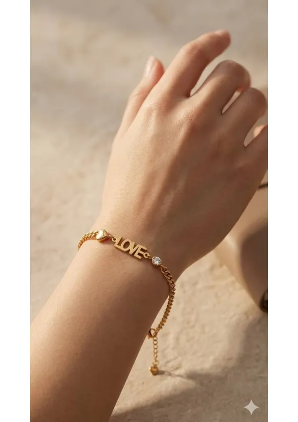 Gold-Toned_'Love'_Charm_Bracelet_With_Heart_&_Crystal_Details