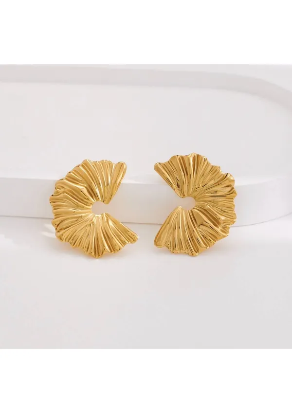 Textured_Gold-Toned_Pleated_Fan_Stud_Earrings_–_1_Pair