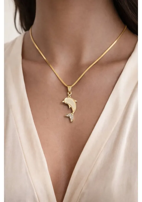 Gold-Toned_Dolphin_Pendant_Necklace_With_Crystal_Accents