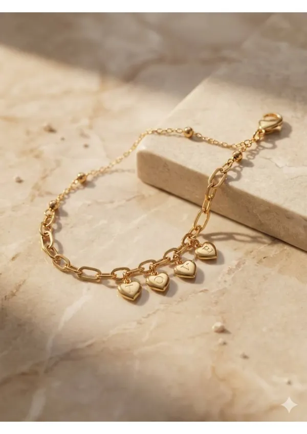 Gold_Heart_Charm_Chain_Bracelet_For_Women