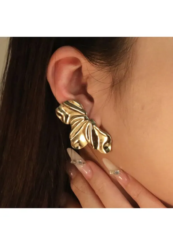 Gold-Toned_Textured_Butterfly_Statement_Earrings_–_1_Pair