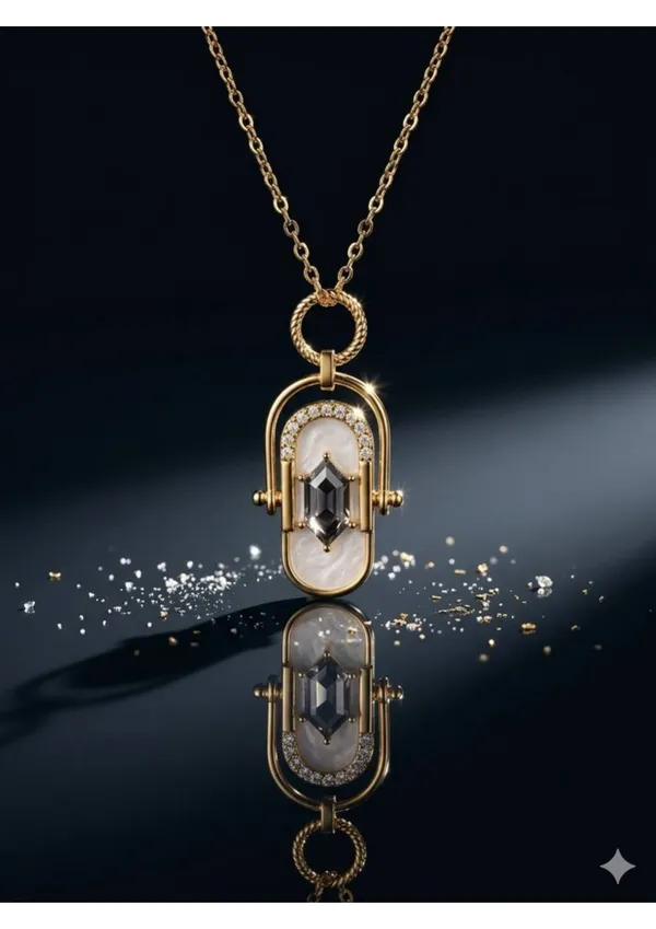 Elegant_Gold-Tone_Pendant_Necklace_With_Dark_Stone_And_Pearl_Accents