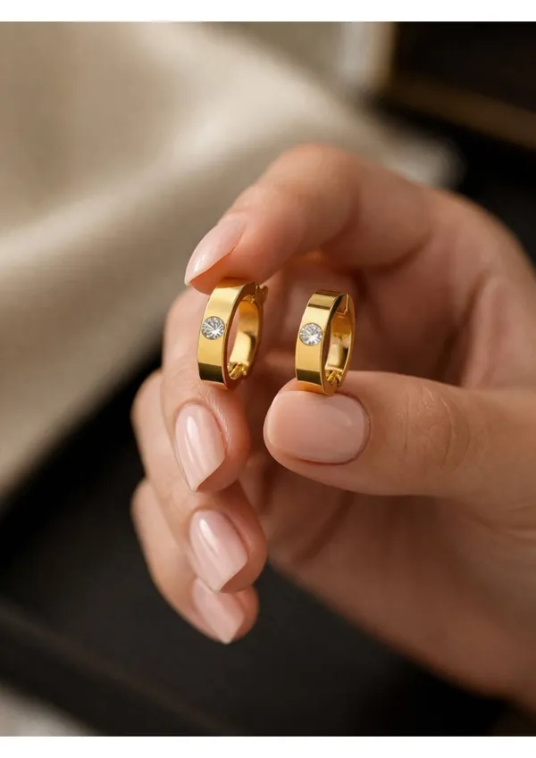 Gold-Tone_Stainless_Steel_Hoop_Earrings_With_Crystal_Accent–_1_Pair