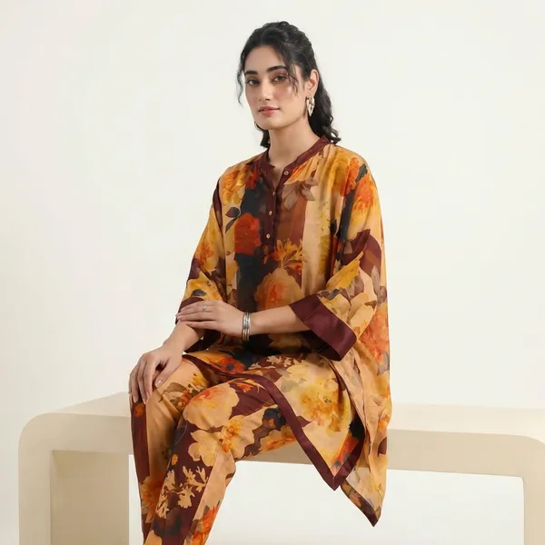 Multicolor_Autumn_Bloom_Printed_Kaftan_Co_Ord_Set_For_Women