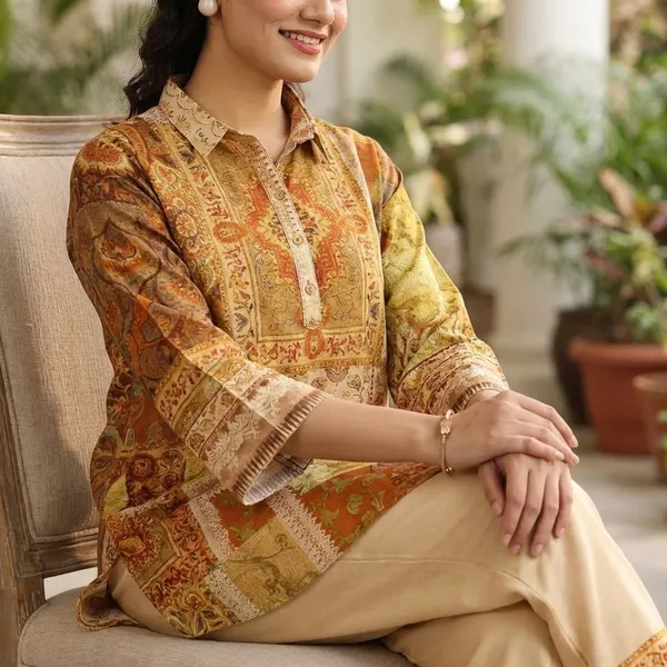Multicolor_Patchwork_Printed_Kurti_Palazzo_Set