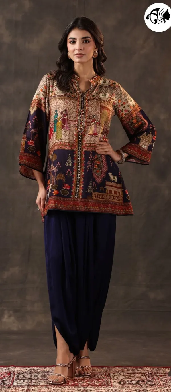 Royal_Heritage_Printed_A-Line_Kurti_with_Solid_Palazzo