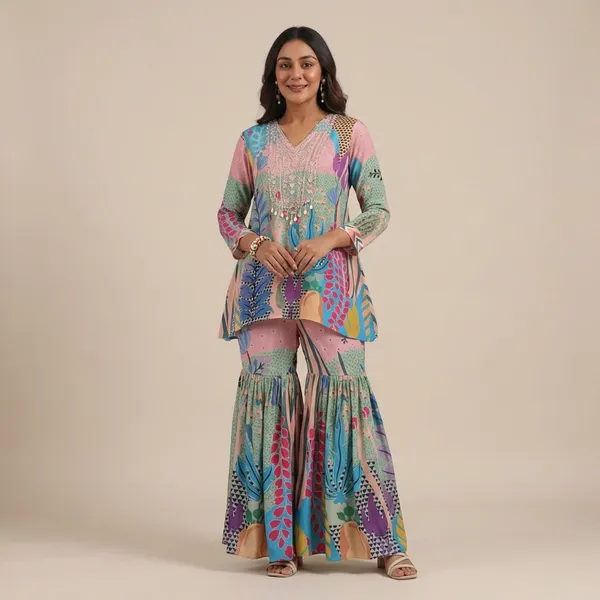 Pastel_Boho_Printed_Kurti_with_Flared_Gharara_Set