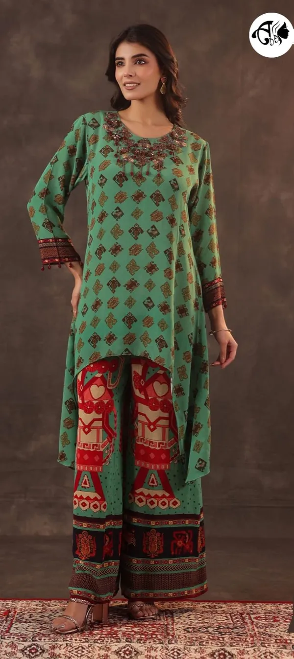 Green_Printed_Kurta_with_Designer_Palazzo_Set_Ethnic_Motif_Kurta_Palazzo_Co-ord_Set