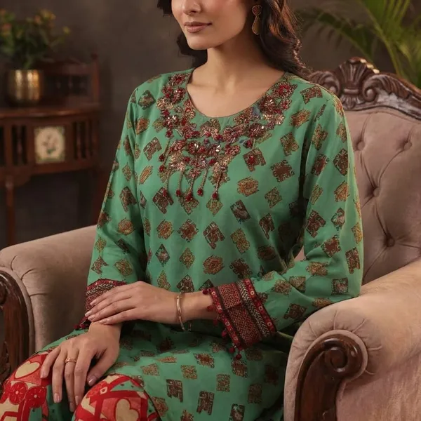 Green_Printed_Kurta_with_Designer_Palazzo_Set_Ethnic_Motif_Kurta_Palazzo_Co-ord_Set