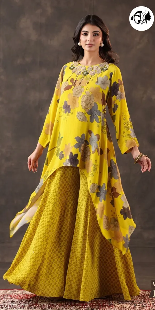 Yellow_Floral_Kurta_with_Flared_Palazzo_Set