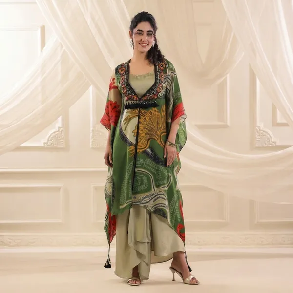 Green_Printed_Kaftan_Kurta_Set_with_Inner_Dress_Designer_Layered_Kaftan_Style_Ethnic_Set