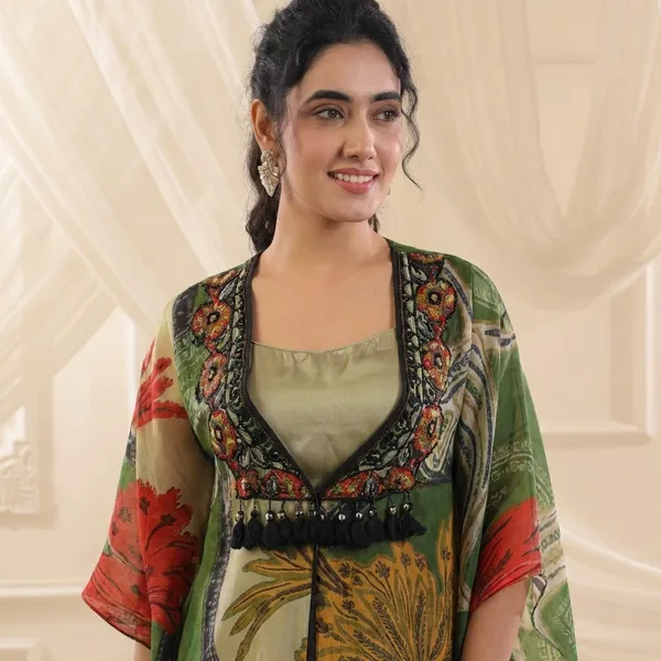 Green_Printed_Kaftan_Kurta_Set_with_Inner_Dress_Designer_Layered_Kaftan_Style_Ethnic_Set