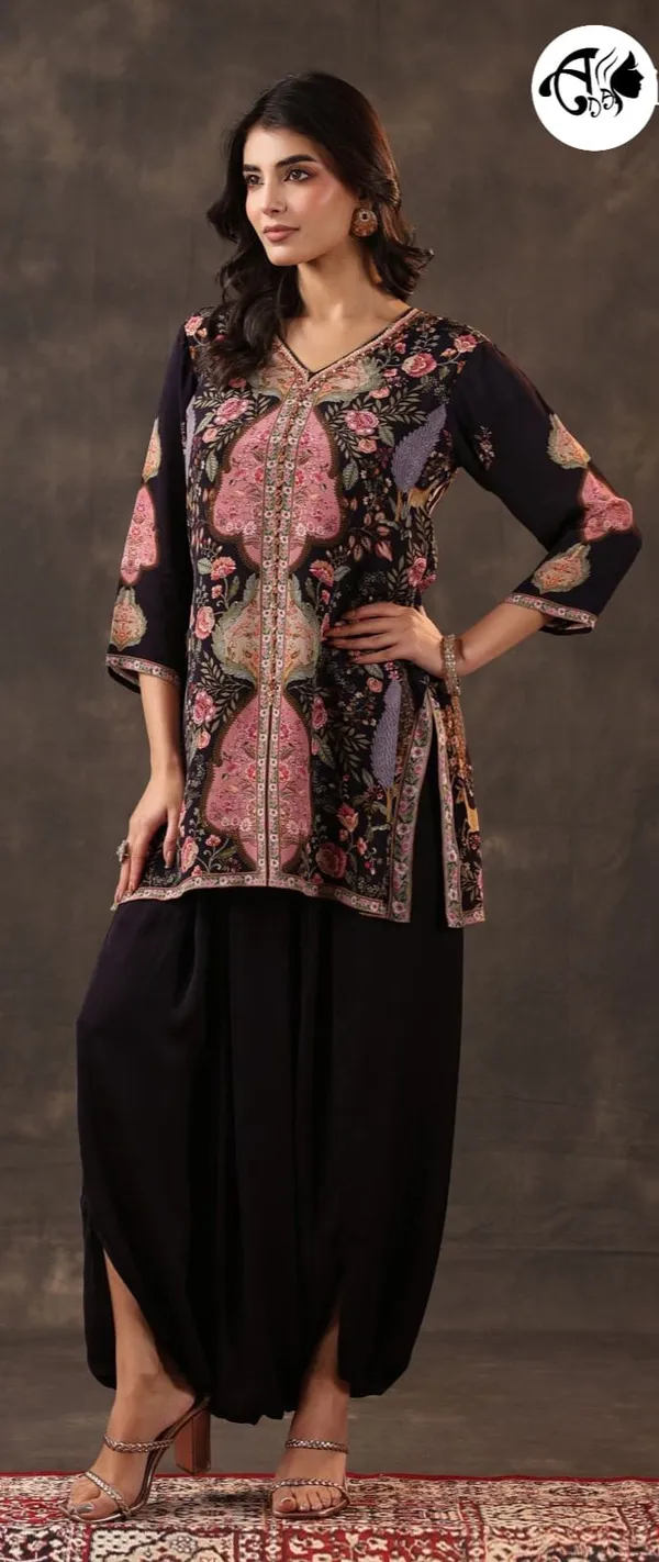 Multicolor_Floral_Mughal_Print_Designer_Kurta_Set