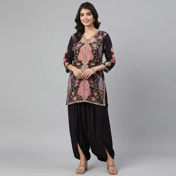 Multicolor_Floral_Mughal_Print_Designer_Kurta_Set