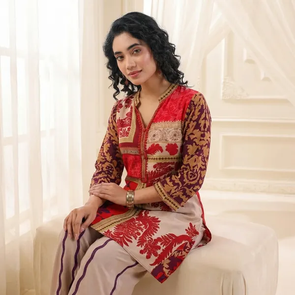 _Red_Patchwork_Floral_Designer_Kurta_Set
ya
_Royal_Red_Ethnic_Fusion_Kurti_Pant_Set