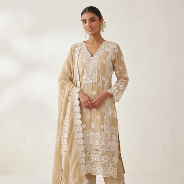 Beige_Cotton_Embroidered_Kurta_Set_For_Women