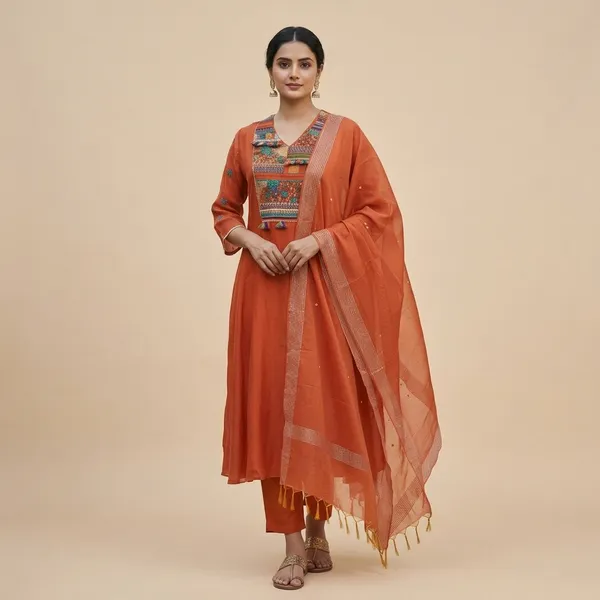 Rust_Orange_Cotton_Embroidered_Salwar_Kameez_Set_For_Women