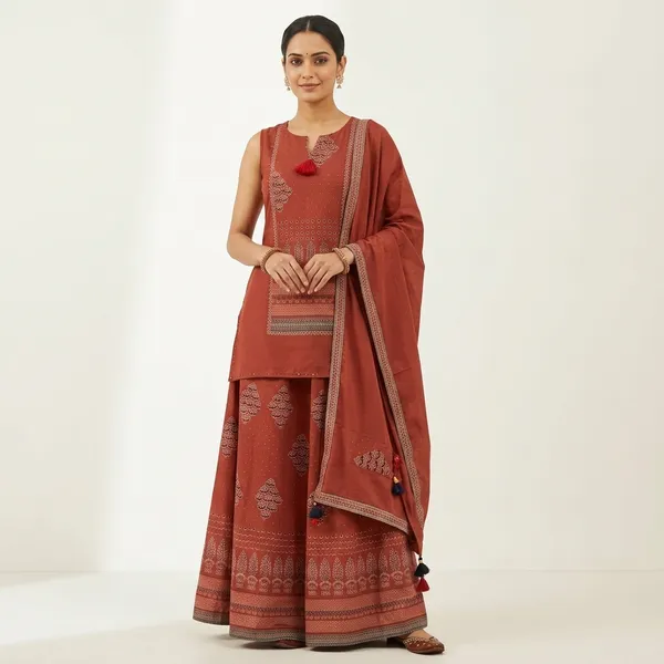 Deep_Maroon_Cotton_Printed_3_Piece_Sharara_Set_For_Women