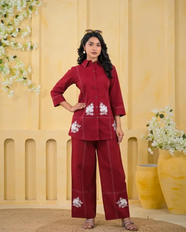 Women_Maroon_Floral_Embroidered_Co-Ord_Set