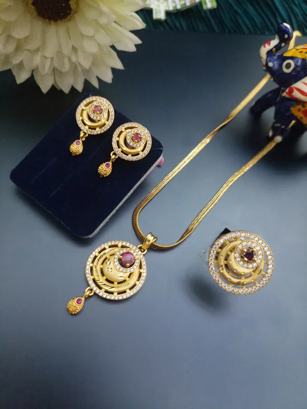 Gold_Plated_Round_Ruby_&_AD_Pendant_Set_with_Earrings_and_Adjustable_Ring_for_Women