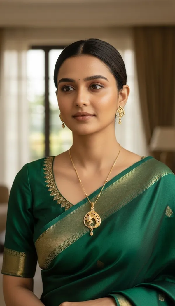 Gold_Plated_Round_Peacock_AD_Pendant_Set_with_Earrings_for_Women