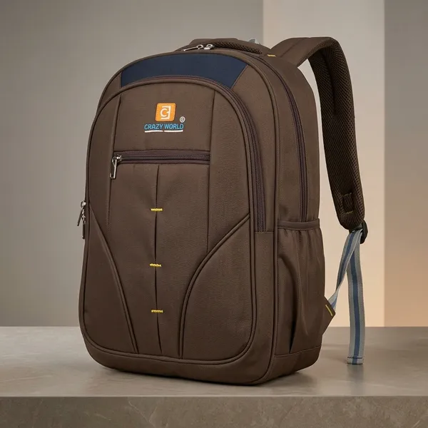 Brown_Polyester_Casual_Multi-Compartment_Laptop_Backpack_For_Unisex