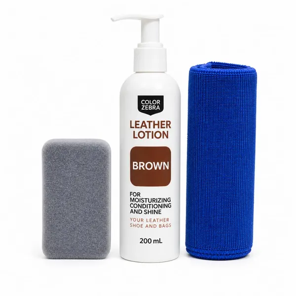 Leather_Lotion_for_Shoes,_Bags_and_Jackets,_200ml,_with_Applicator_Foam_and_Microfiber_Cloth,_Restores_Shine,_Brown