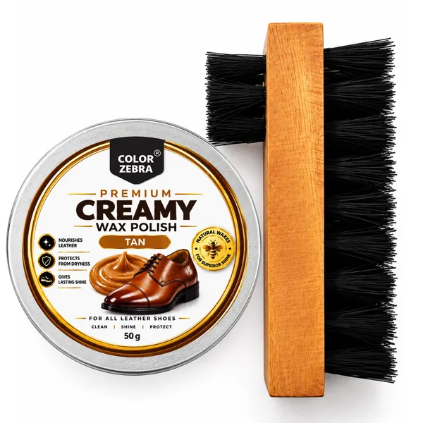 Color_Zebra_Creamy_Shoe_Polish_TAN_50g_with_4_Inch_Double-Sided_Shoe_Brush_|_Compact_Shoe_Care_Kit_for_Travel_&_Office_|_Apply_Polish,_Buff_&_Shine_Leather_Shoes