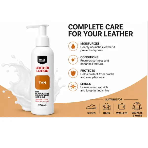 Color_Zebra_Leather_Care_Kit_for_Shoes,_Bags_&_Jackets_|_200ml_Leather_Lotion_with_Horse_Hair_Brush,_Applicator_Foam_&_Microfiber_Cloth_|_Cleans,_Conditions,_Restores_Shine