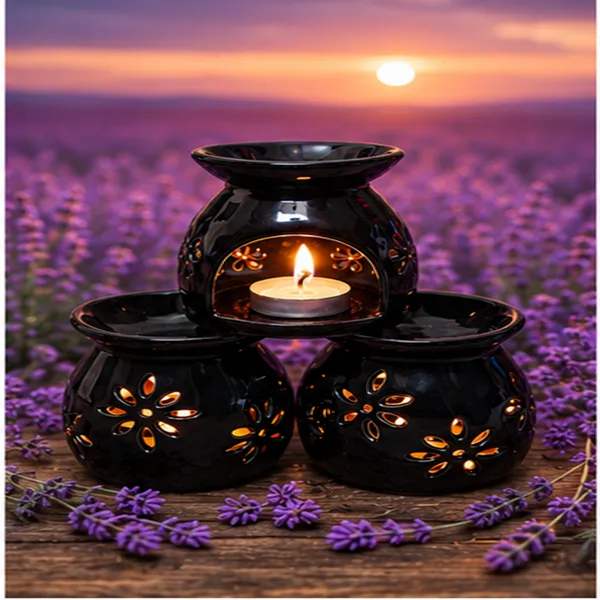 Black_Ceramic_Aroma_Oil_Burner_Set_of_3_|_Tealight_Candle_Wax_Melt_Burner_|_Home_Fragrance_Diffuser_|_Romantic_Decorative_Gift_for_Bedroom_Living_Room_Spa