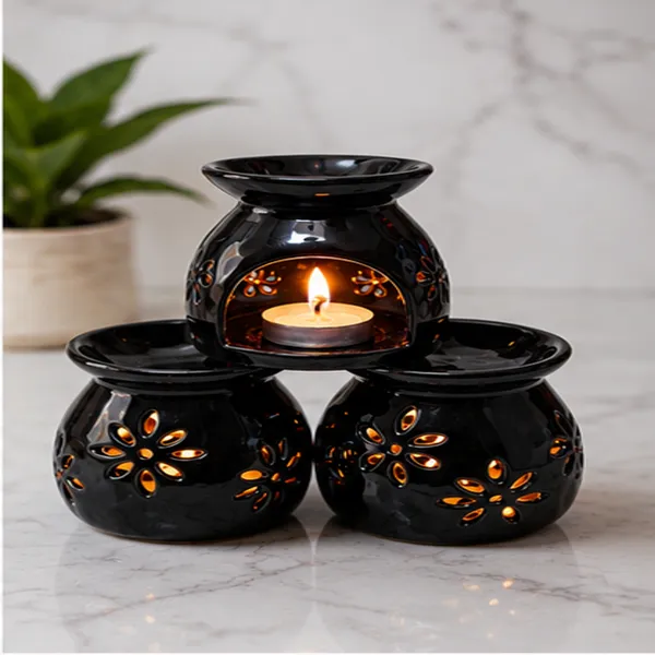 Black_Ceramic_Aroma_Oil_Burner_Set_of_3_|_Tealight_Candle_Wax_Melt_Burner_|_Home_Fragrance_Diffuser_|_Romantic_Decorative_Gift_for_Bedroom_Living_Room_Spa