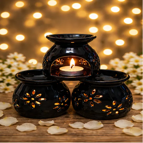 Black_Ceramic_Aroma_Oil_Burner_Set_of_3_|_Tealight_Candle_Wax_Melt_Burner_|_Home_Fragrance_Diffuser_|_Romantic_Decorative_Gift_for_Bedroom_Living_Room_Spa