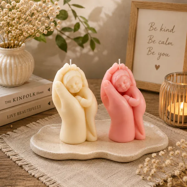 Frendora_Mother_Holding_Baby_Candle_|_Handmade_Soy_Wax_Decorative_Candle_for_Home_Décor_&_Gifts