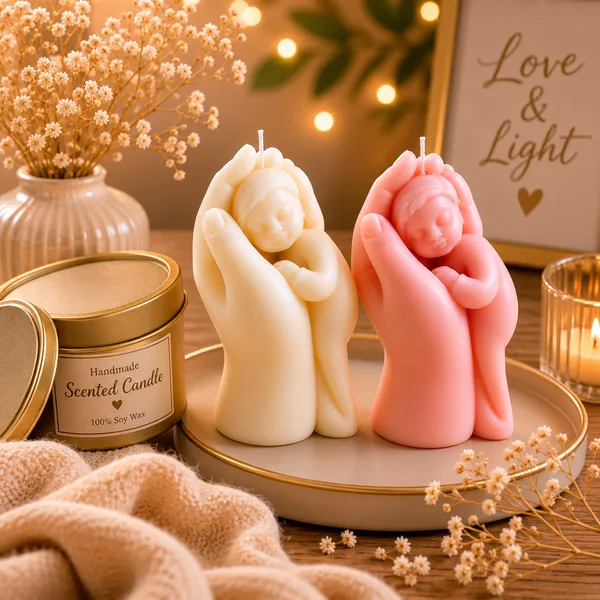 Frendora_Mother_Holding_Baby_Candle_|_Handmade_Soy_Wax_Decorative_Candle_for_Home_Décor_&_Gifts