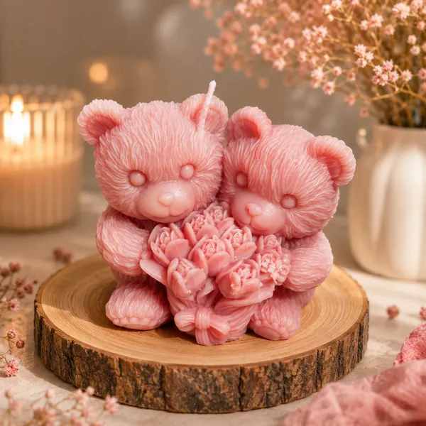 Frendora_Romantic_Teddy_Bear_Couple_Candle_with_Rose_Bouquet_–_Handmade_Decorative_Soy_Wax_Candle_for_Home_Décor_&_Gifts