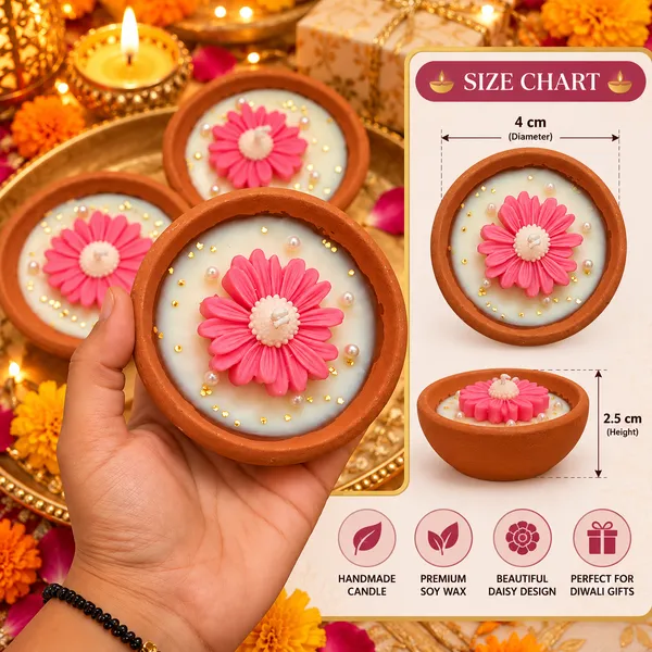 Handmade_Daisy_Diya_Candle_with_Pink_Flower_Design,_Decorative_Terracotta_Candle_for_Diwali,_Pooja,_Home_Décor_&_Festive_Gifting