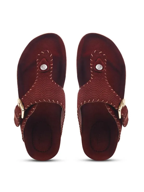 Maroon_Suede_Flats_For_Women