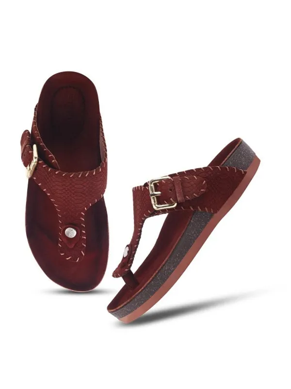 Maroon_Suede_Flats_For_Women