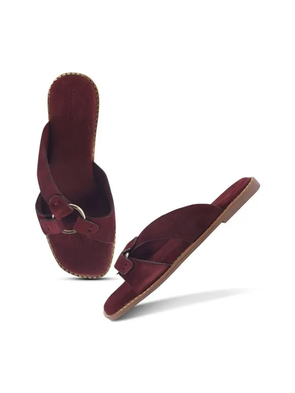 Maroon_Suede_Flats_For_Women