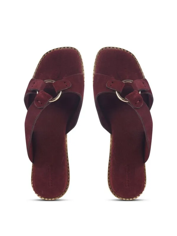 Maroon_Suede_Flats_For_Women
