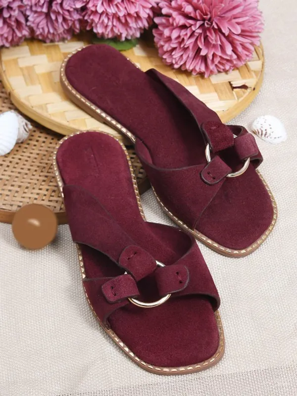 Maroon_Suede_Flats_For_Women