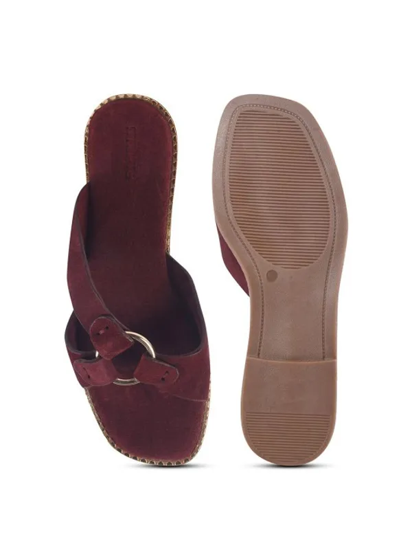 Maroon_Suede_Flats_For_Women