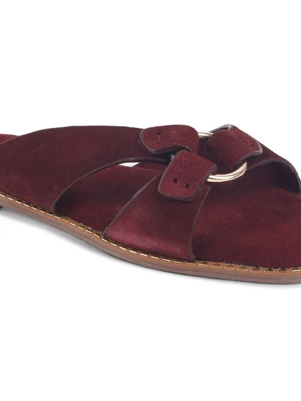 Maroon_Suede_Flats_For_Women